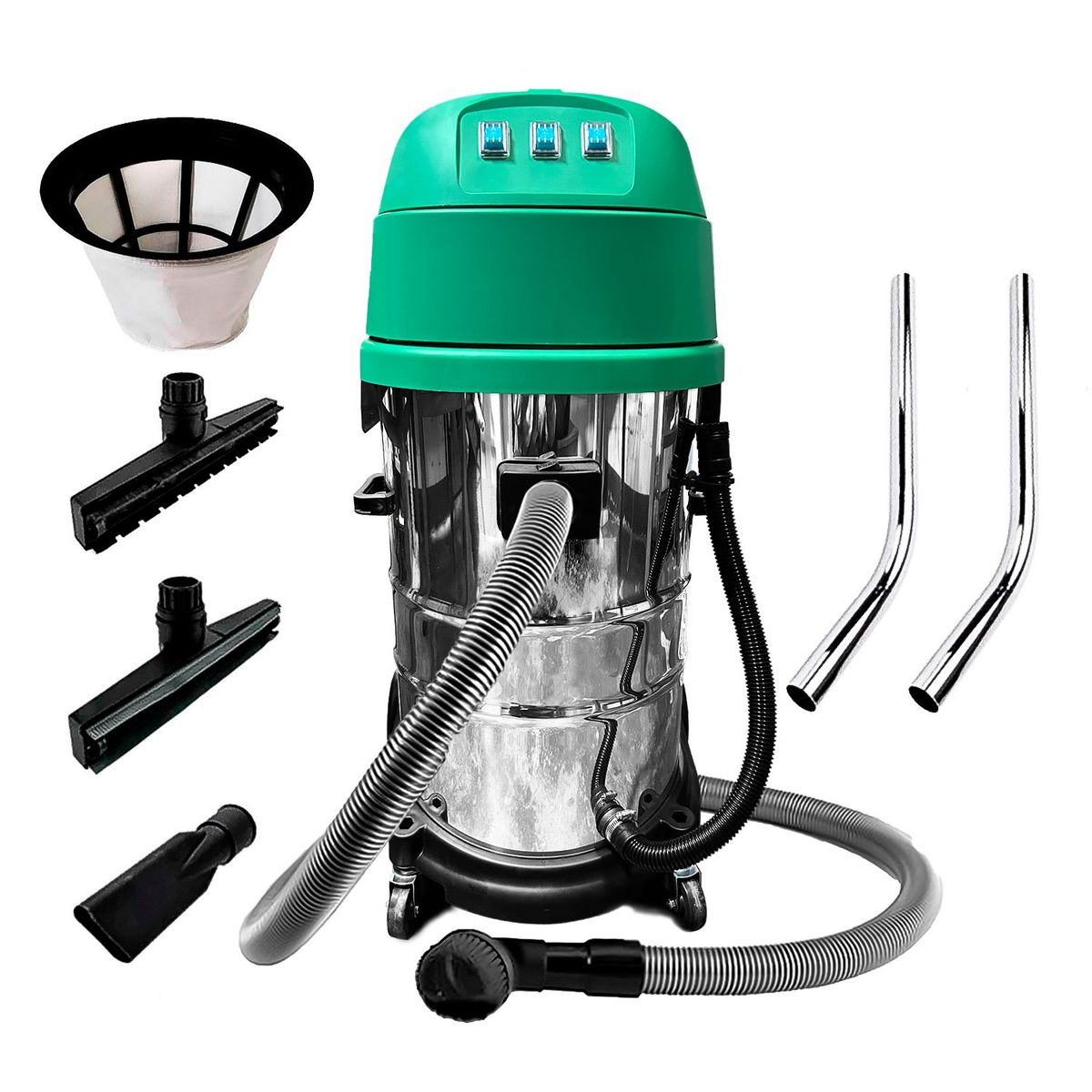 DCA - Aspiradora Industrial Carwash Polvo y Agua DCA AVC80 3200W 80 Litros 3 Motores