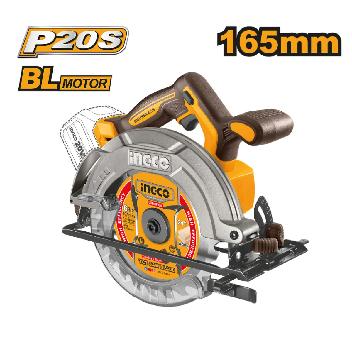 INGCO TOOLS - Kit Brushless Sierra Circular + Atornillador 20v+ Batidora COSLI240583