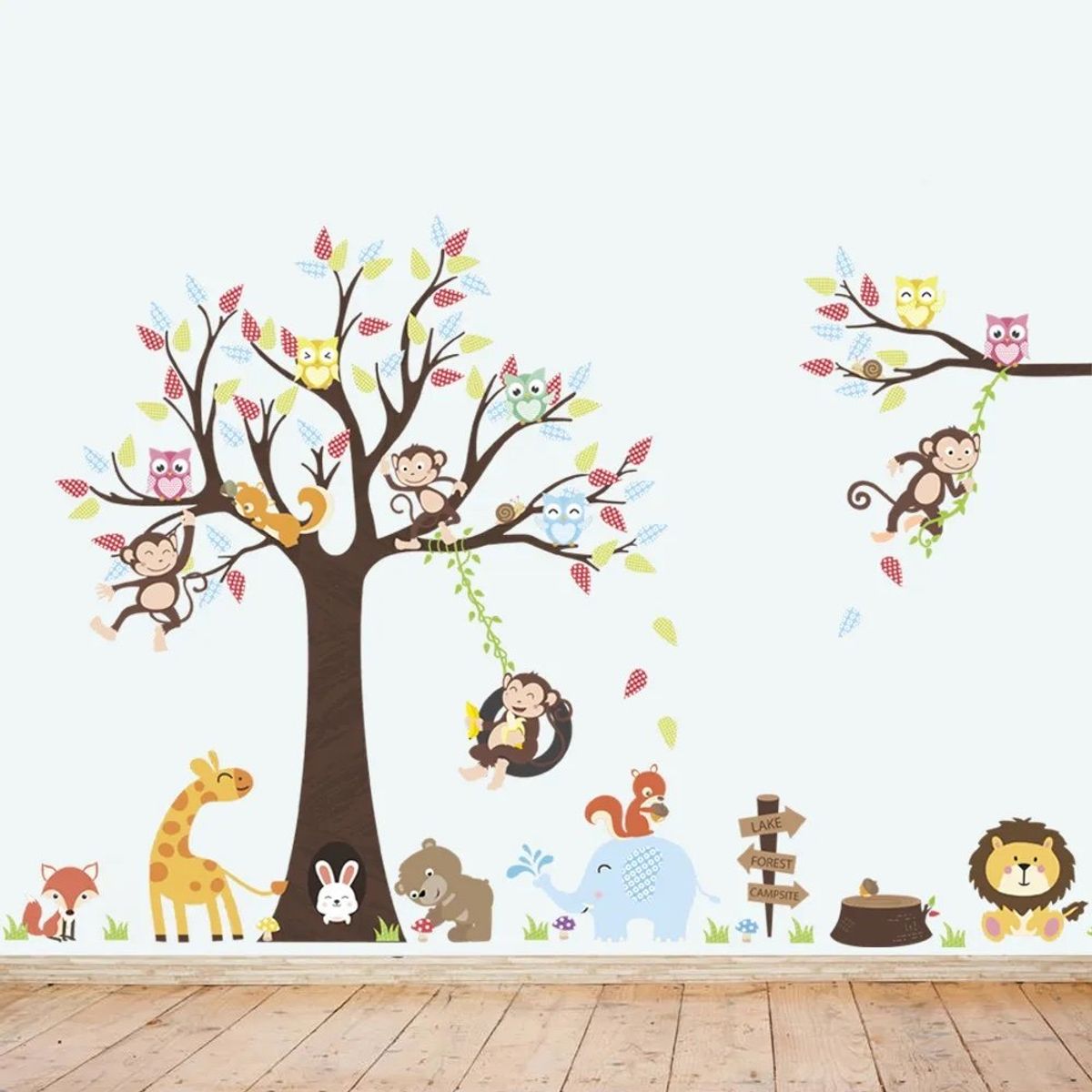 LITTLE BRU ACCESORIOS EXCLUSIVOS - Sticker vinil decorativo cuarto de bebé o infantil Árbol y animales