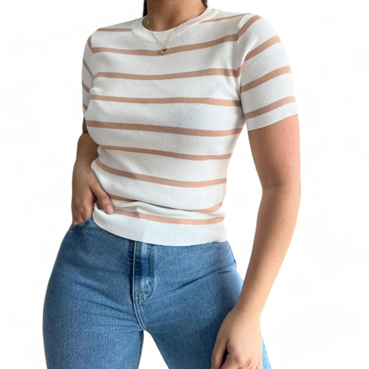 GENERICO - Polo Mujer Hilo Cuello Rendondo Gui359-18 Color Melon