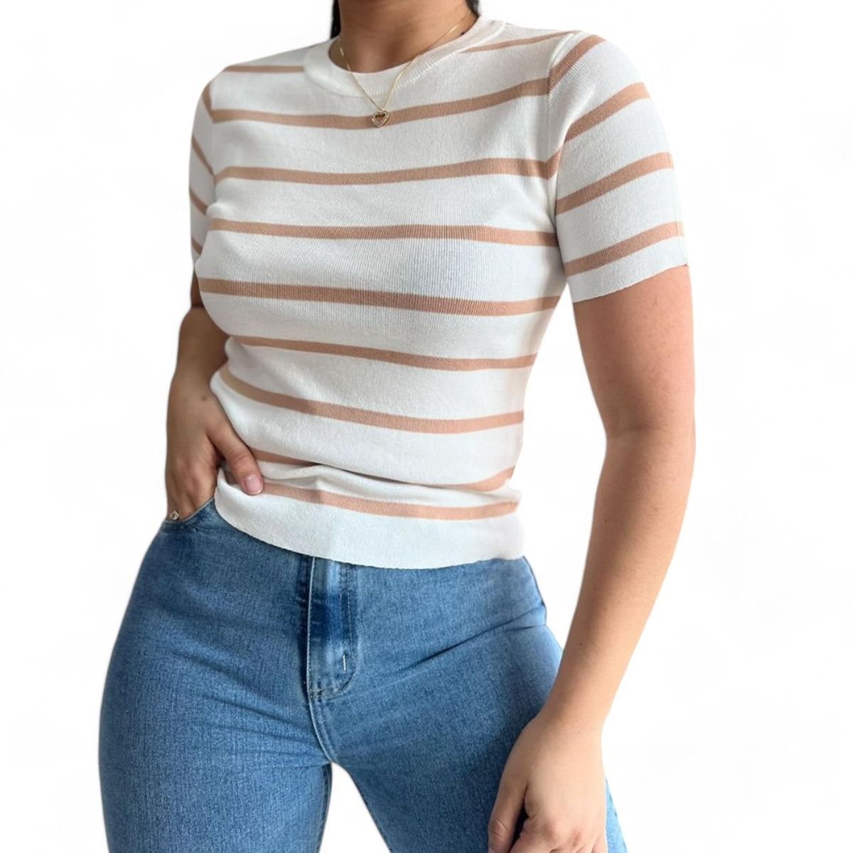 GENERICO - Polo Mujer Hilo Cuello Rendondo Gui359-18 Color Melon