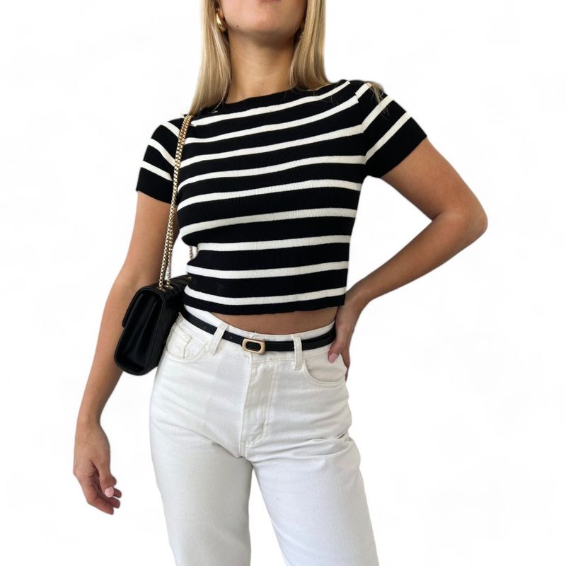 GENERICO - Polo Mujer Hilo Cuello Rendondo Gui359-18 Color Negro