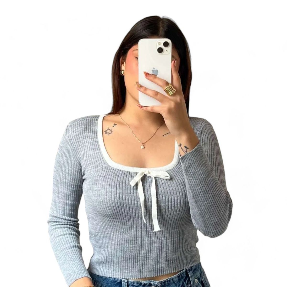 GENERICO - Sueter Mujer Hilo Lazo Gui359-20 Color Gris