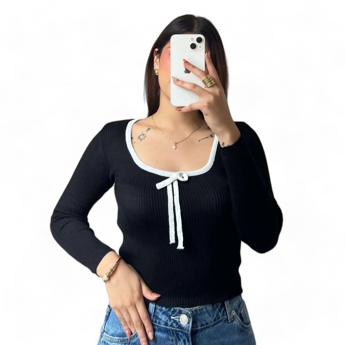 GENERICO - Sueter Mujer Hilo Lazo Gui359-20 Color Negro