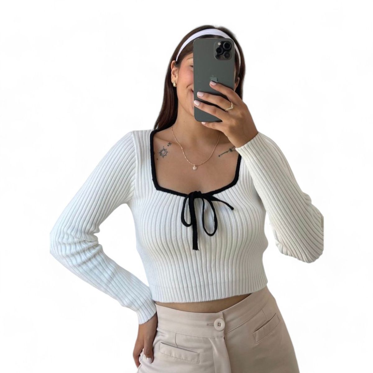 GENERICO - Sueter Mujer Hilo Lazo Gui359-20 Color Perla