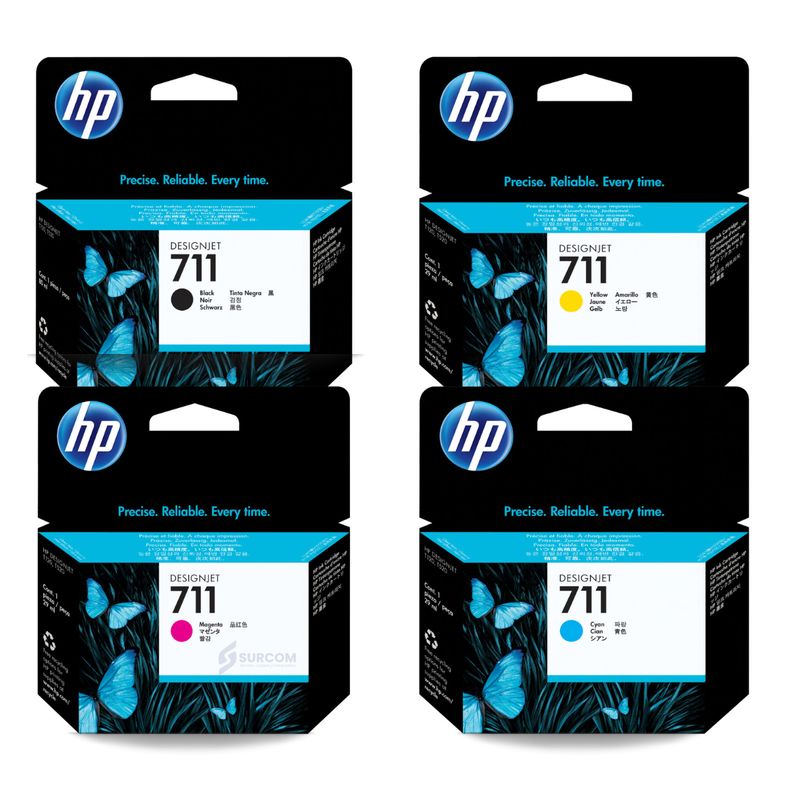 HP - Kit Tinta HP 711 Cyan Magenta Amarillo Negro