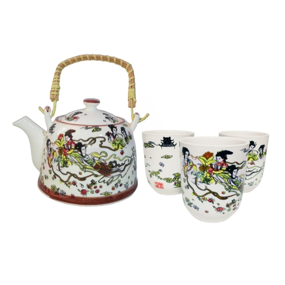 GENERICO - Set Tetera Para Infusion Oriental Con Filtro Jardin Cielo 7pza