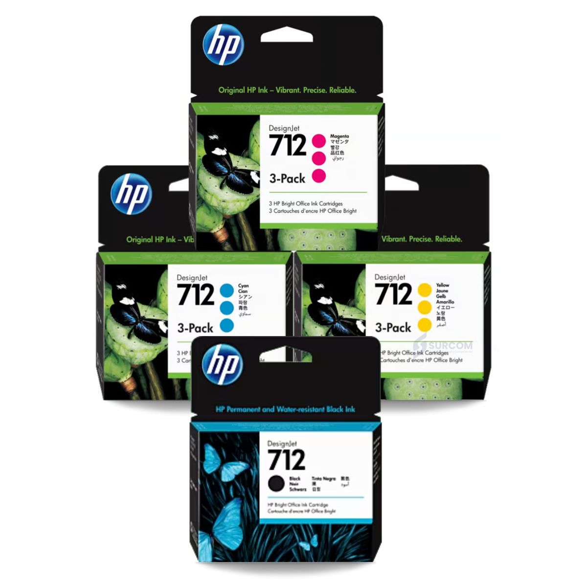 HP - Kit Tinta HP 712 Tripack Cyan Magenta Amarillo Negro