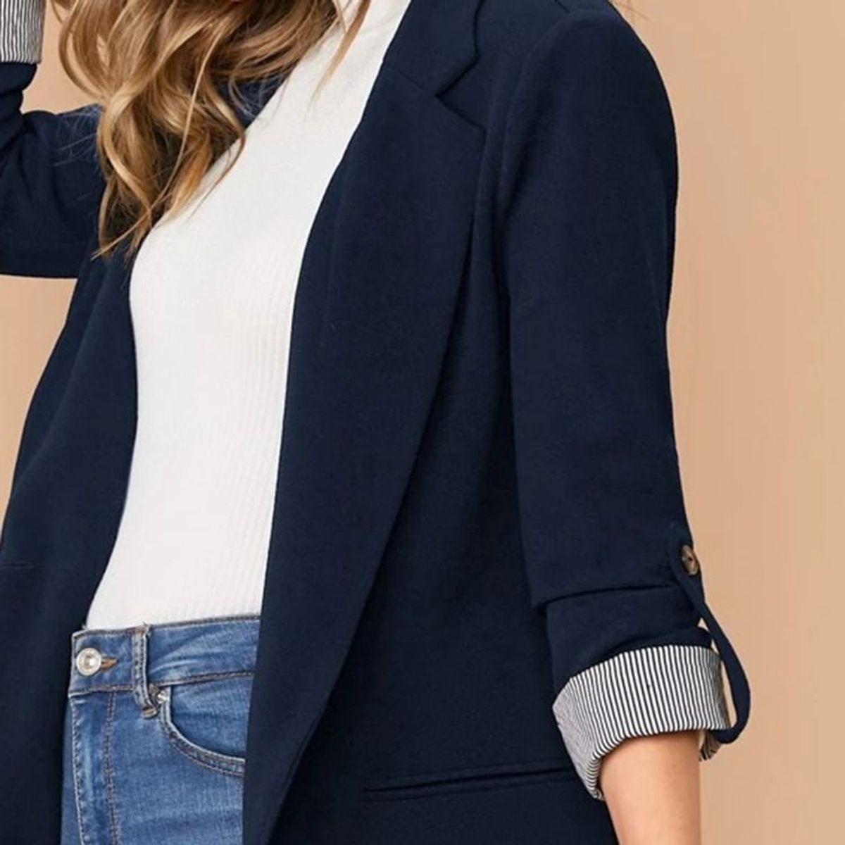 BLWOENS - Chaqueta Blazer delgada abrigo casual para mujeres - Azul