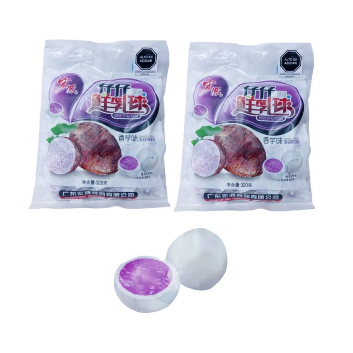 GENERICO - Pack 2u Bolsa 320gr Caramelos Cremoso De Leche Relleno Taro