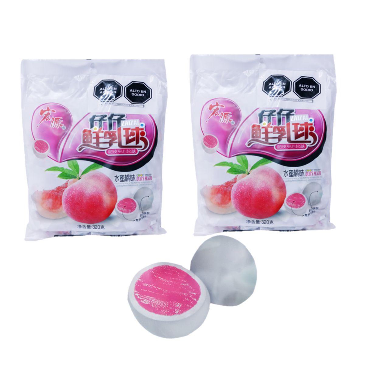 GENERICO - Pack 2u Bolsa 320g Caramelo Cremoso De Leche Relleno Durazno