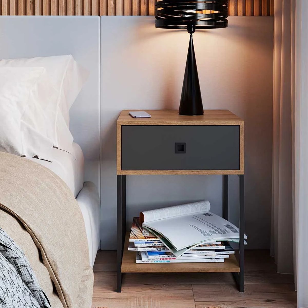 NACION MUEBLES - VELADOR NACION MUEBLES ELENA COLOR MIEL NM