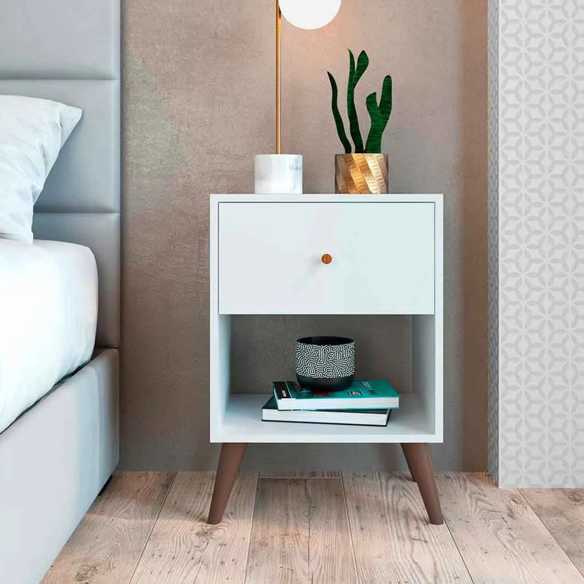 NACION MUEBLES - VELADOR NACION MUEBLES LAURA COLOR BLANCO NM