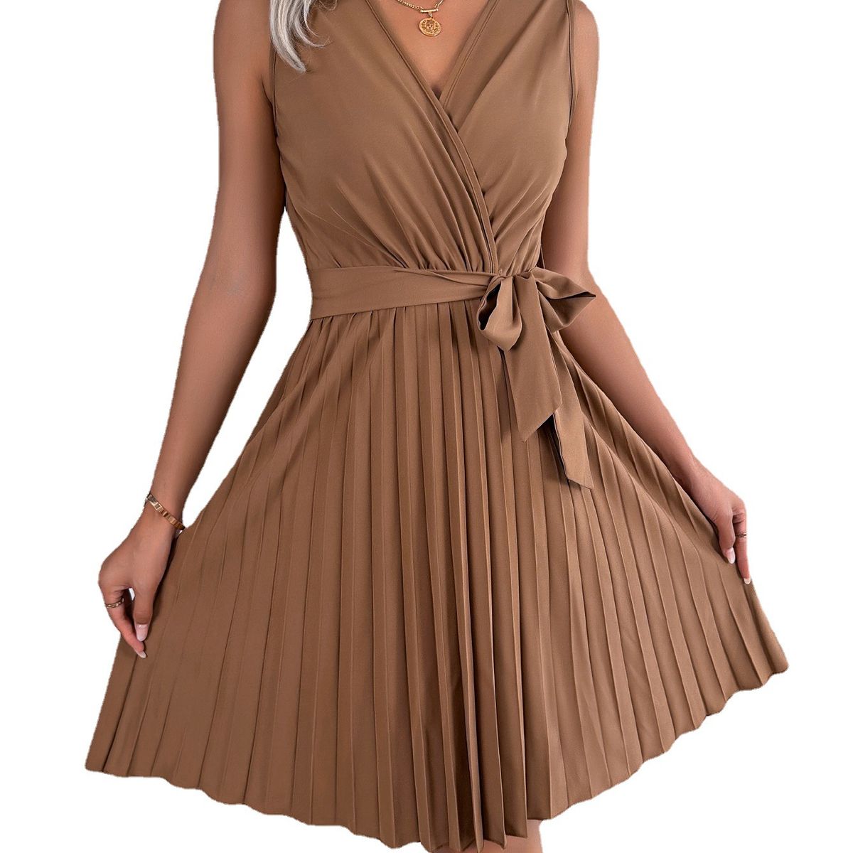 BLWOENS - Vestido casual de verano para mujeres - Marrón