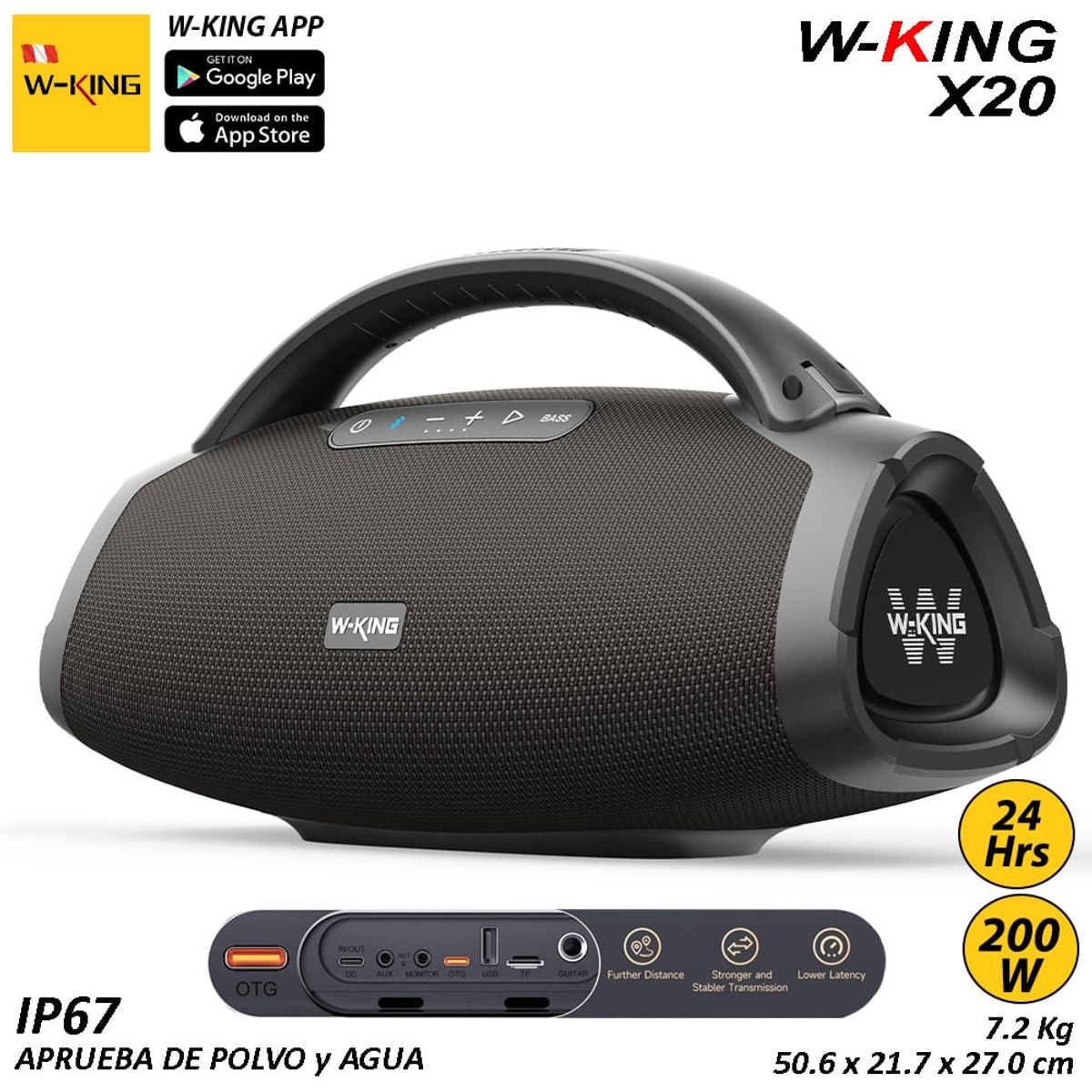 W KING - Parlante Bluetooth W-King X20 200W RMS NEGRO W King WKing