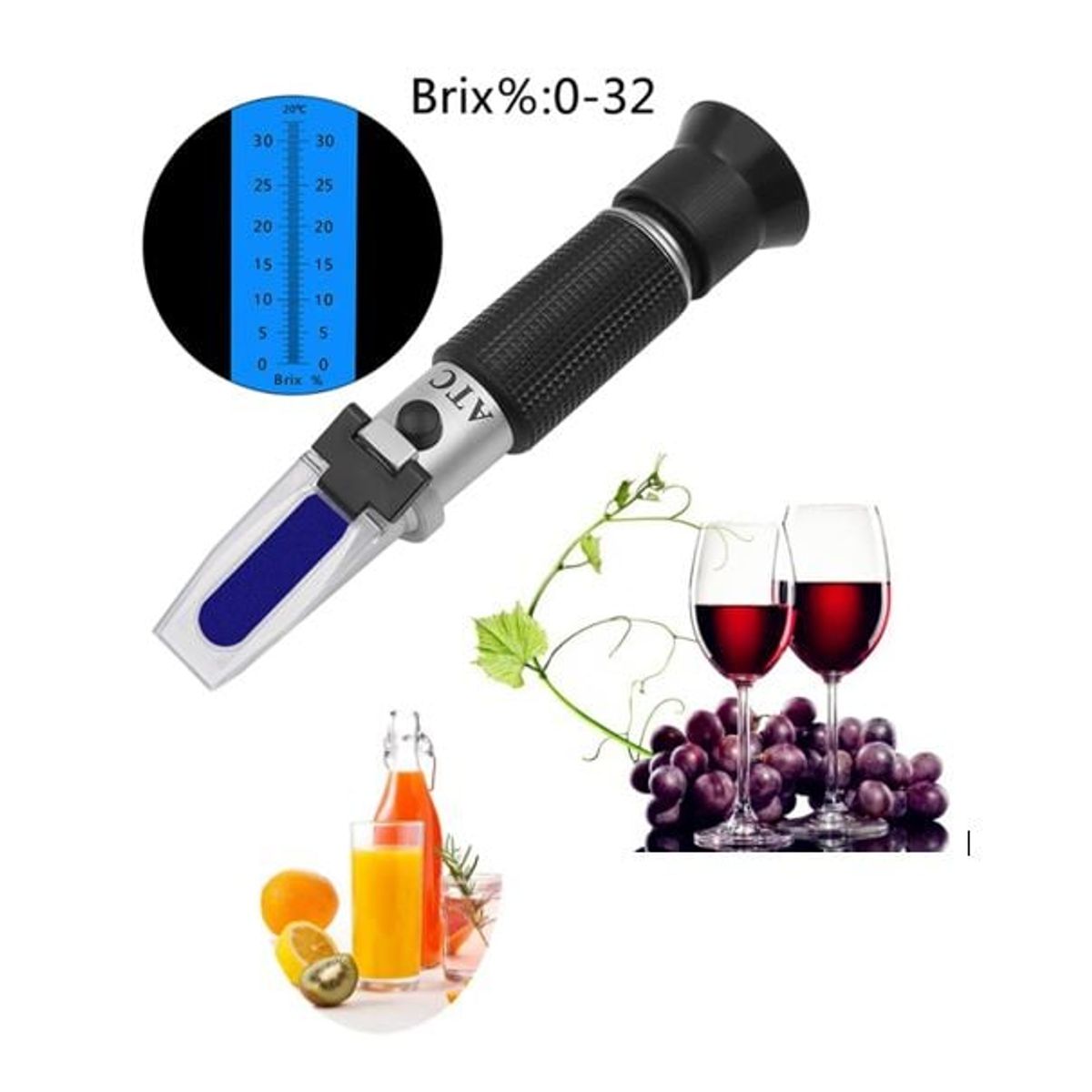 GENERICO - Refractómetro 0 a 32 Brix Azucar Jugos Cerveza