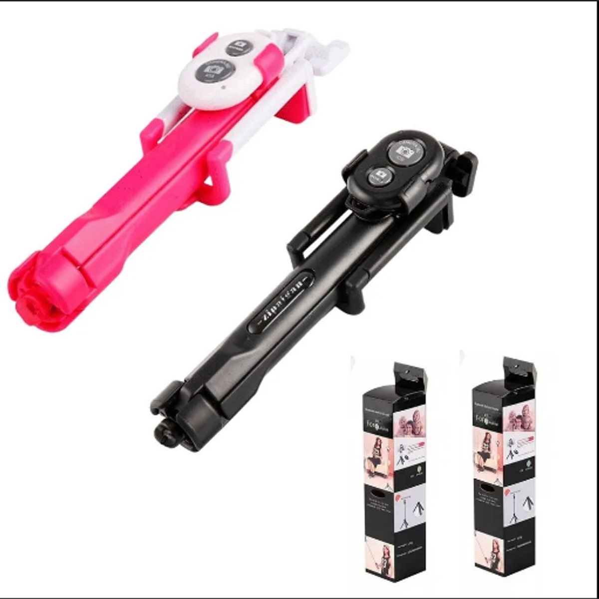 GENERICO - Palo Selfie Stick y Trípode 2 En1 Bluetooth 46cm - Fucia