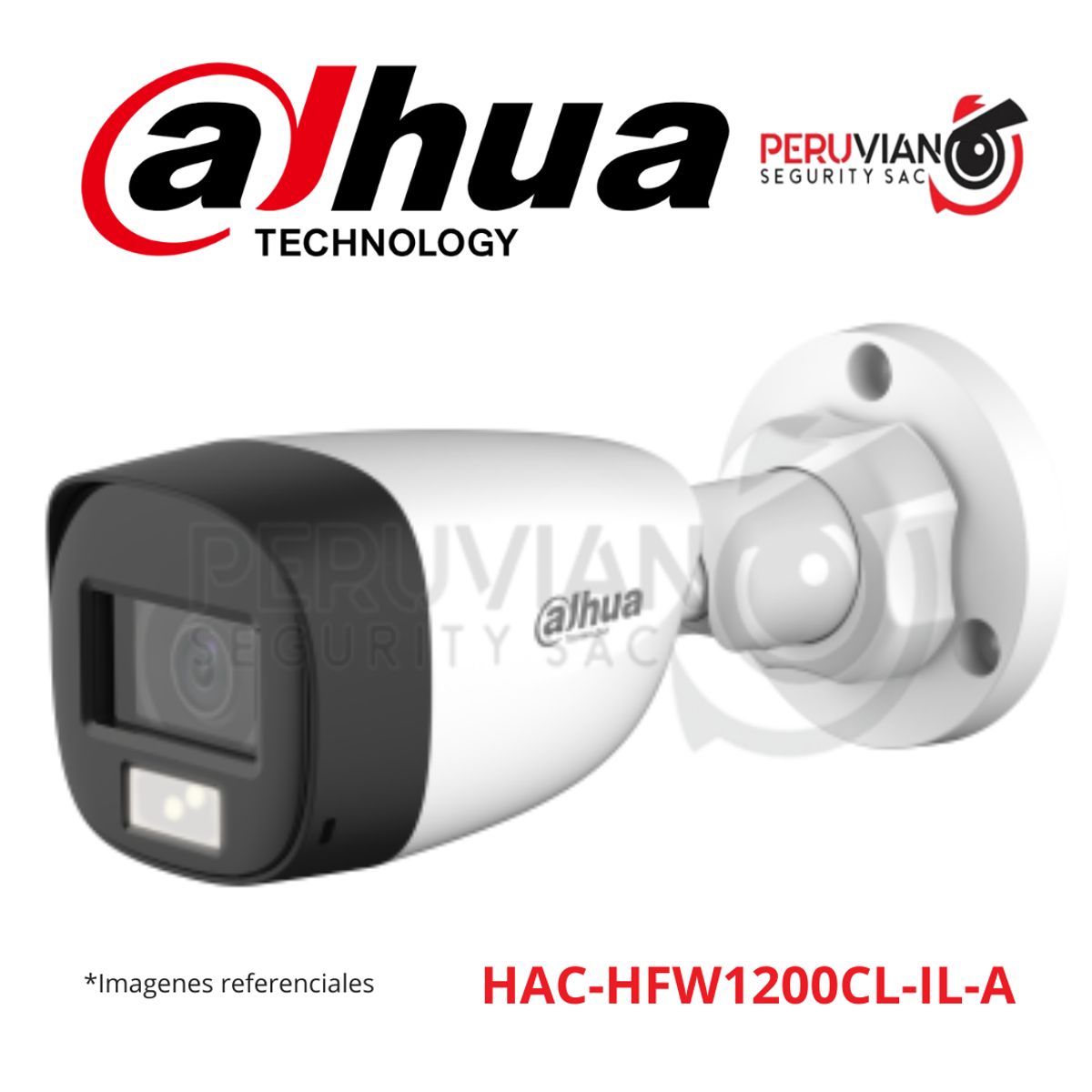 DAHUA - Camara Tubo con foco  HDCVI inteligente de doble luz de 2 MP HAC-HFW1200CL-IL-A