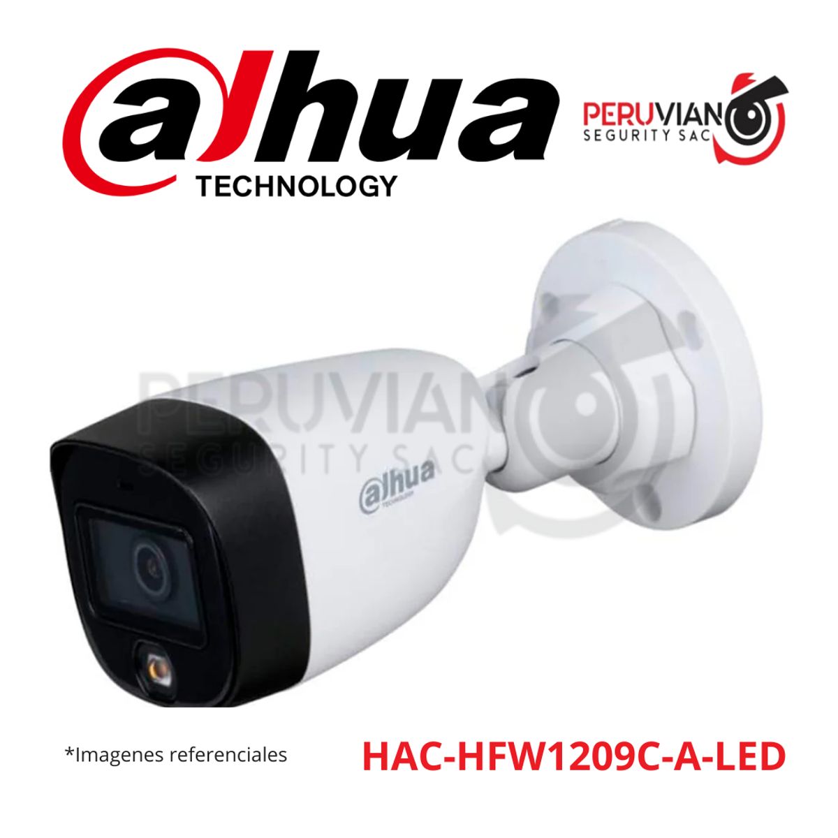 DAHUA - Cámara de seguridad HDCVI 2MP Full HD. Micrófono FullColor  HAC-HFW1209C-A-LED