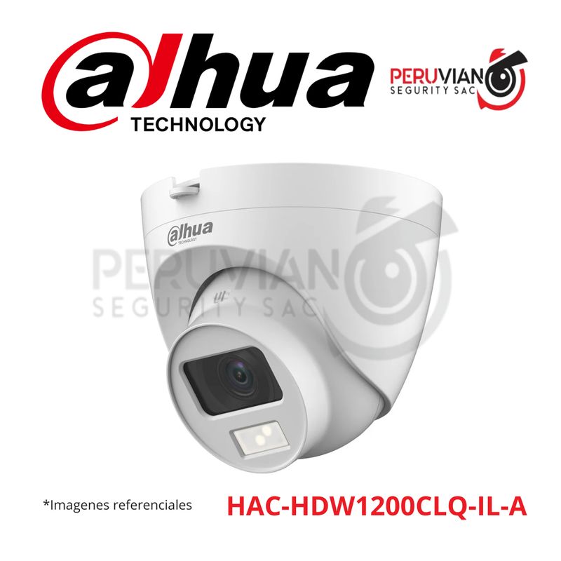 DAHUA - Cámara Domo de foco fijo HDCVI con luz dual de 2MP HAC-HDW1200CLQ-IL-A