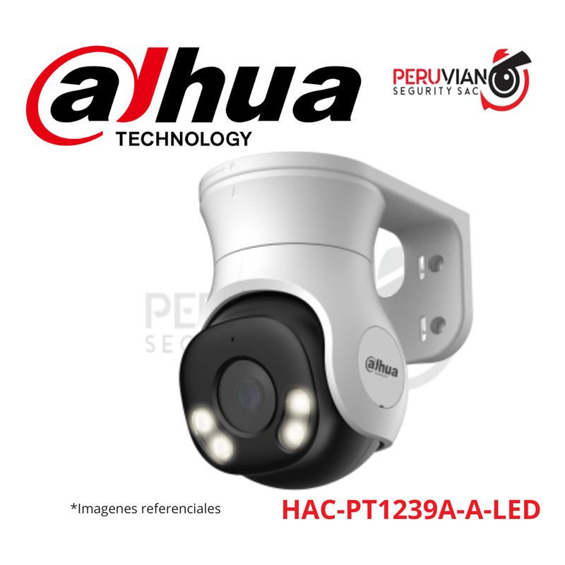 DAHUA - Cámara PT de focal fija HDCVI a todo color de 2 MP HAC-PT1239A-A-LED
