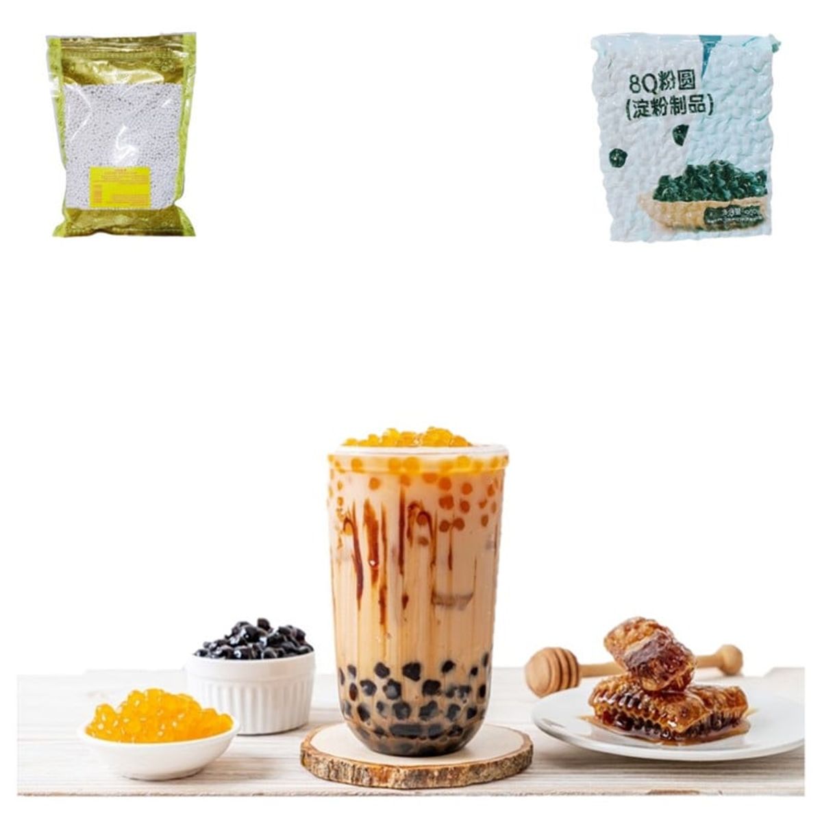 GENERICO - Pack 2u Perlas de Tapioca Negro y Perlas Tapioca Blanco