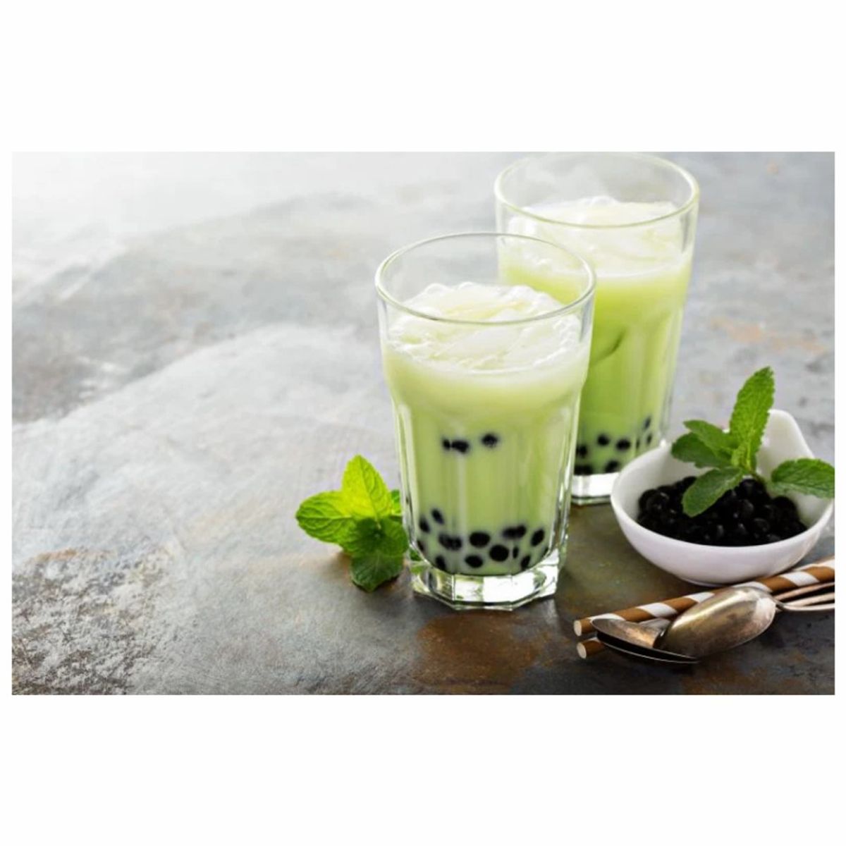 GENERICO - Pack Bubble Tea 2u Te Verde y Perlas de Tapioca Negro