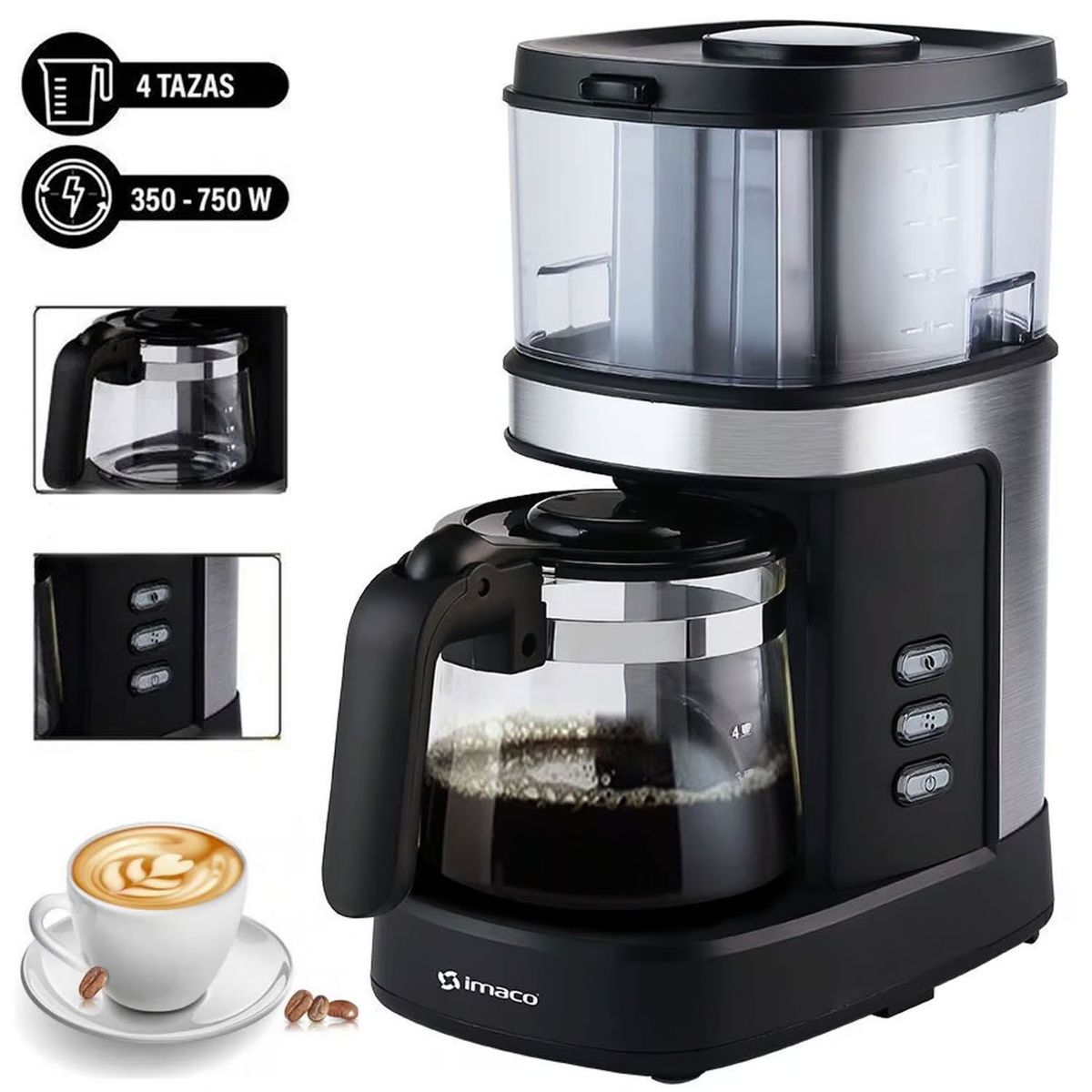 IMACO - Cafetera Con Moledor de Café ICMG4070 750W