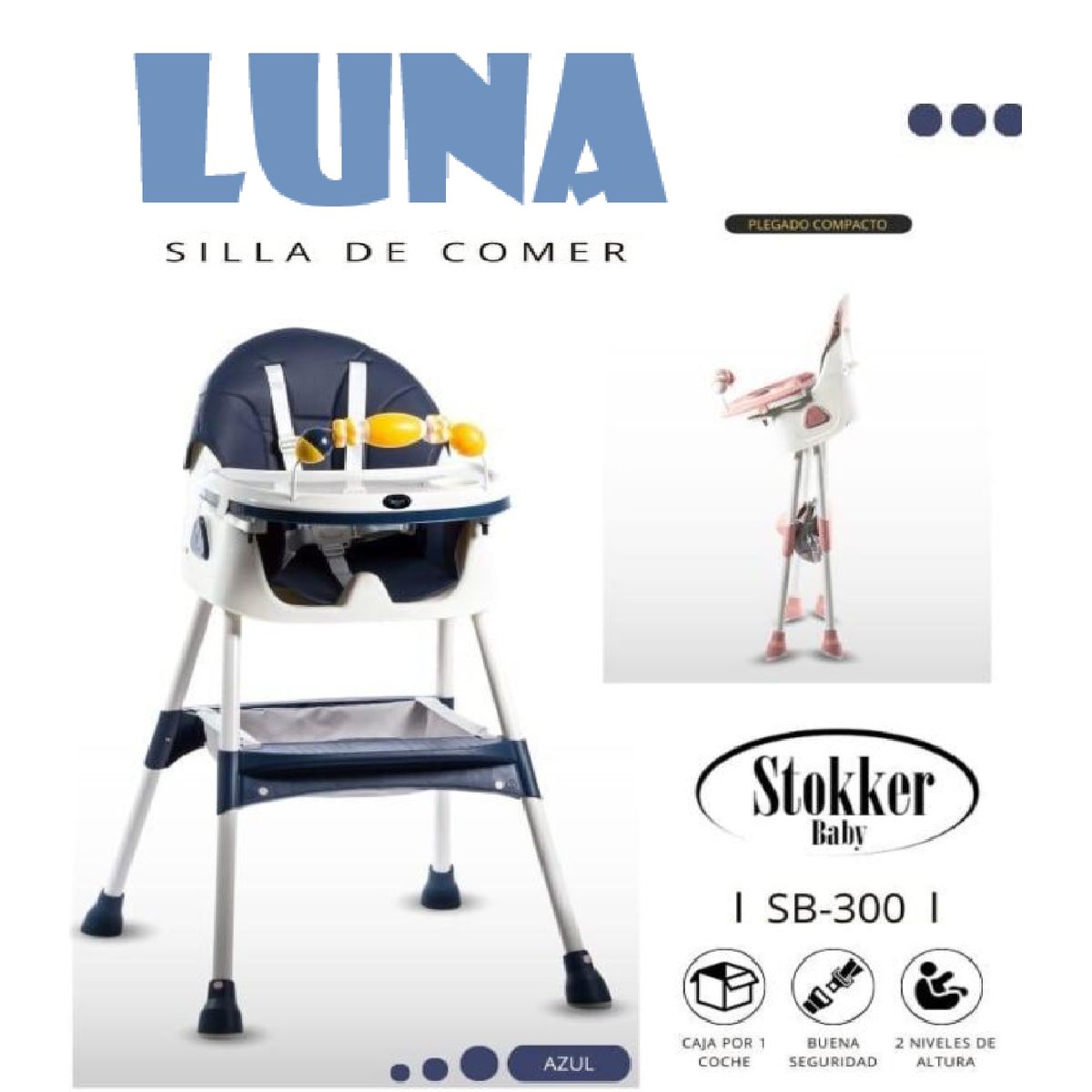 STOKKER BABY - SILLA DE COMER BEBE  LUNA STOKKER - AZUL