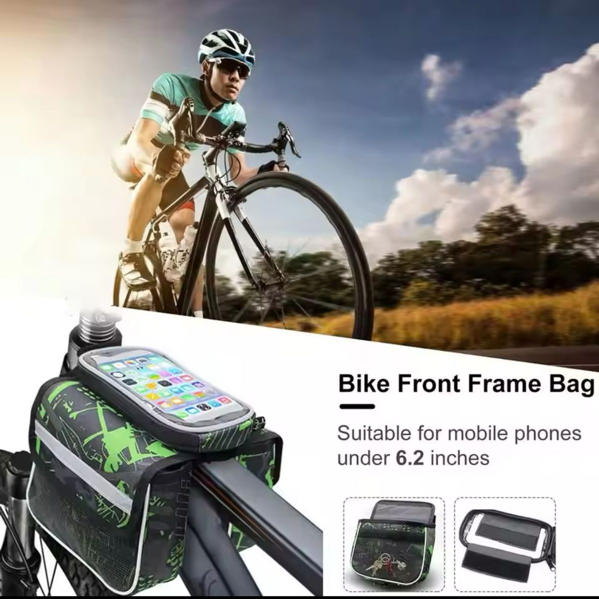 GENERICO - BOLSA ORGANIZADORA BICICLETA CON PORTACELULAR