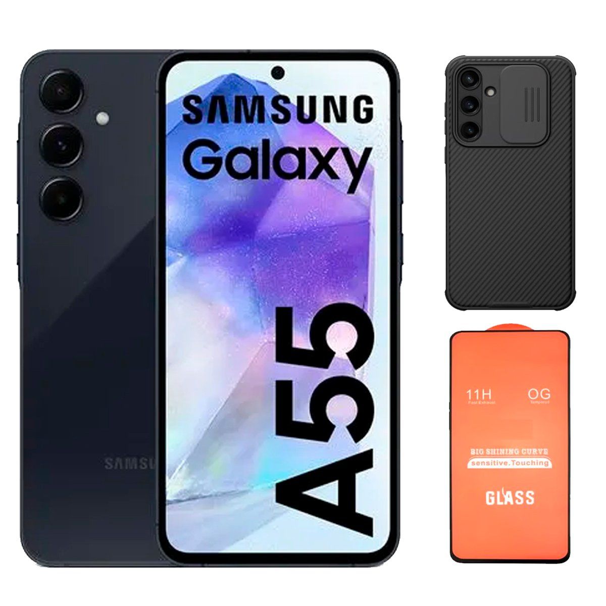 SAMSUNG - Galaxy A55 8GB+ 256GB Navy + Case CamShield + Mica