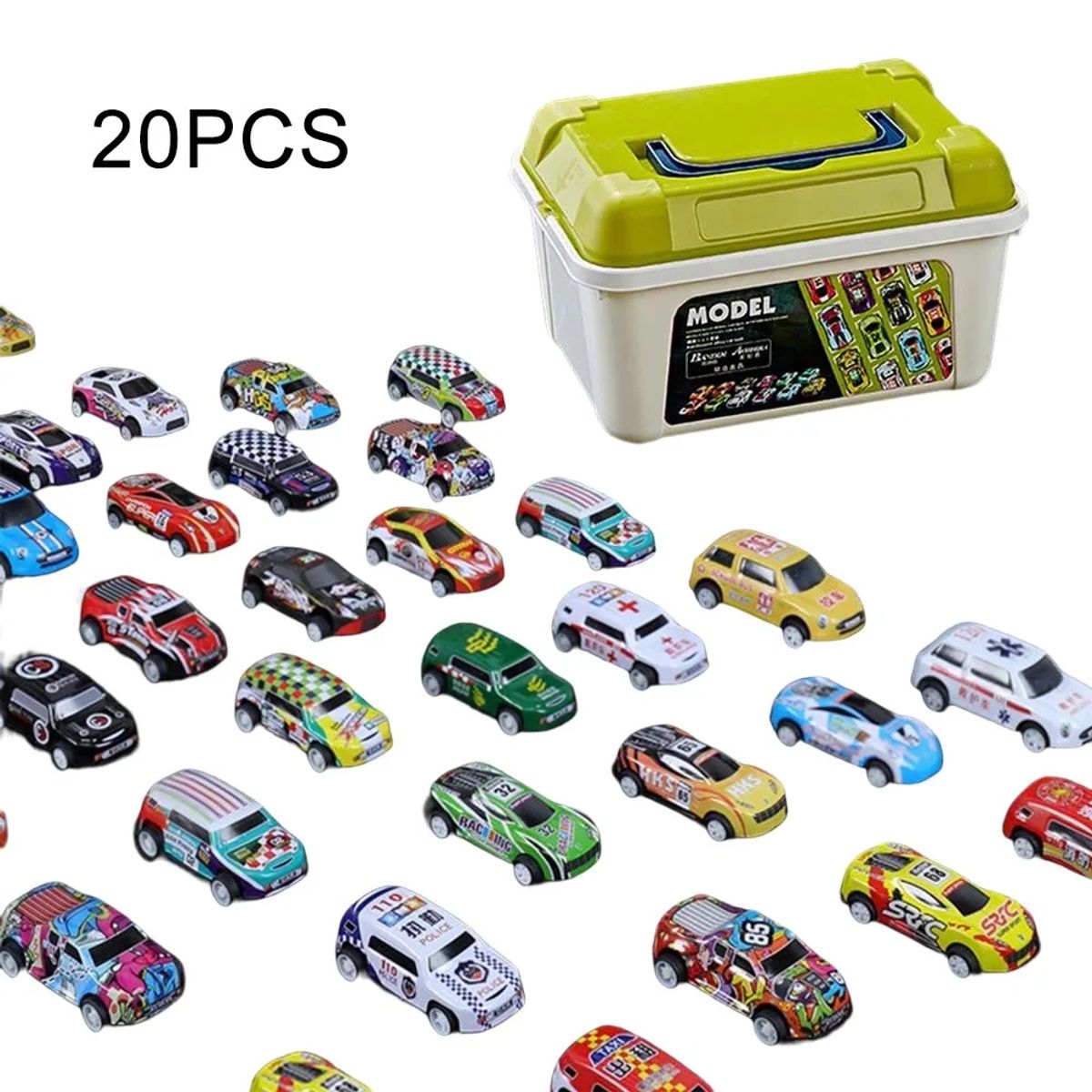 GENERICO - Autos Deportivos 20 unid + Caja Autos Nascar Navidad Genieka
