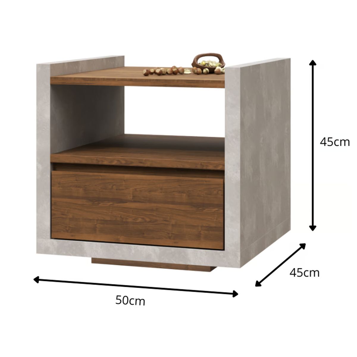 MUEBLES MACRUMO - Veladores Rústicos 1 cajón color Brixtón (Set 2Unid)