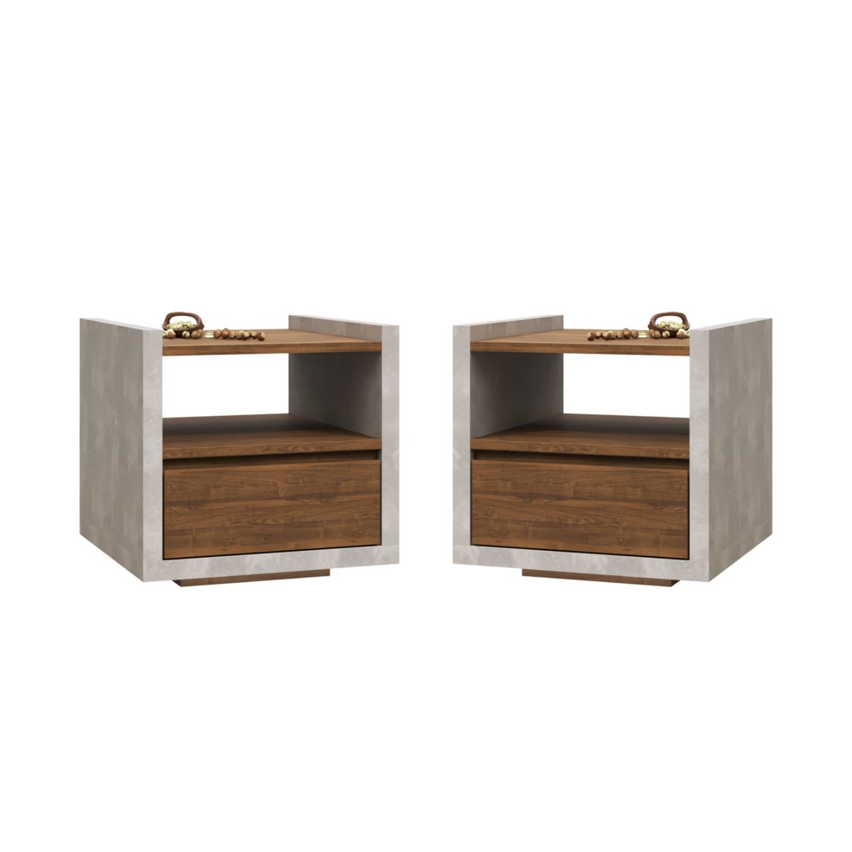 MUEBLES MACRUMO - Veladores Rústicos 1 cajón color Brixtón (Set 2Unid)