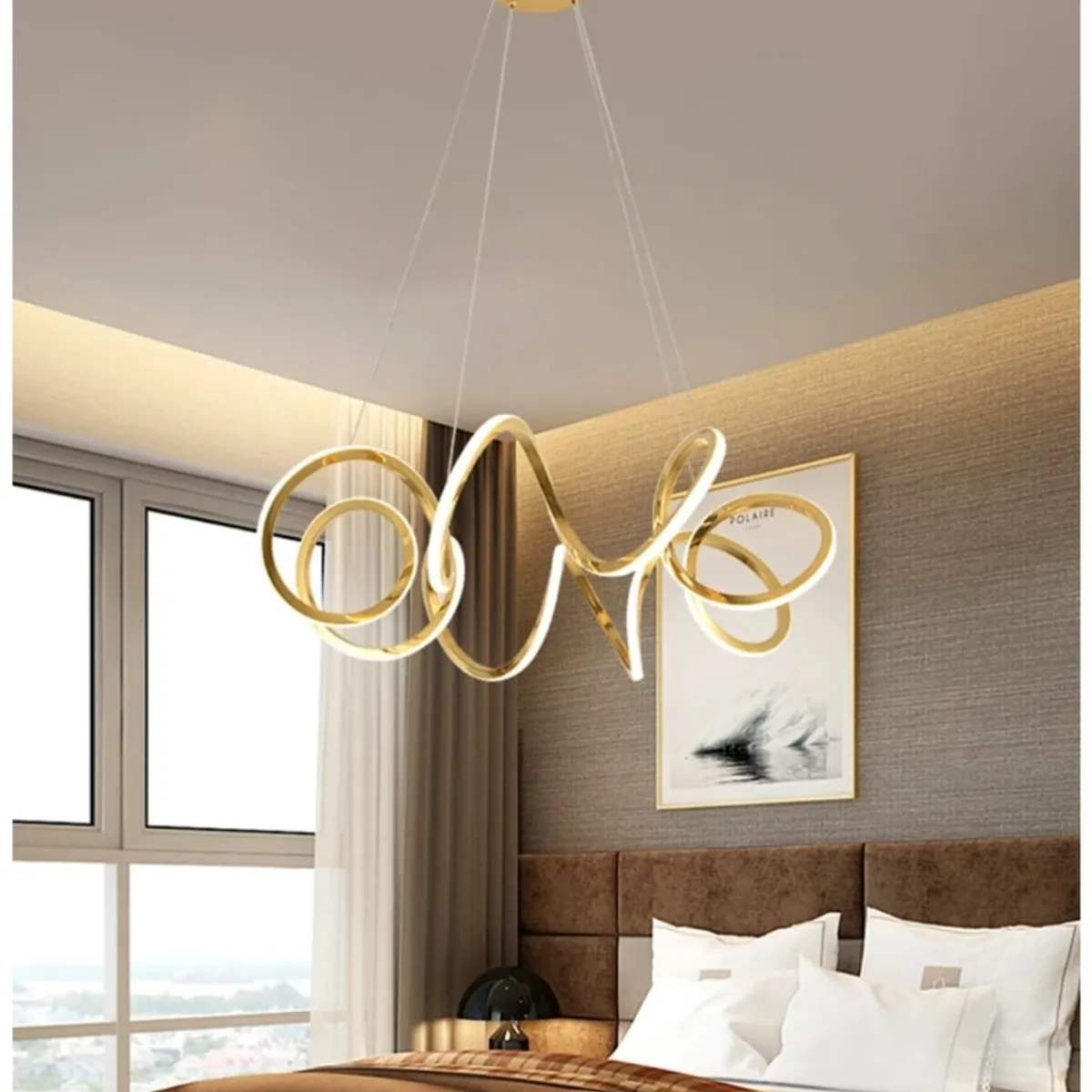 GENERICO - Lámpara colgante spiral Plus dorado 3 luces incluye control