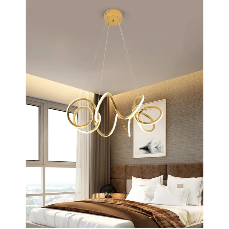 GENERICO - Lámpara colgante spiral Plus dorado 3 luces incluye control