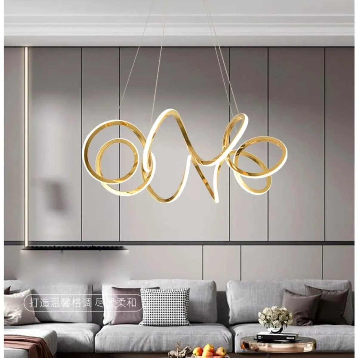 GENERICO - Lámpara colgante spiral Plus dorado 3 luces incluye control