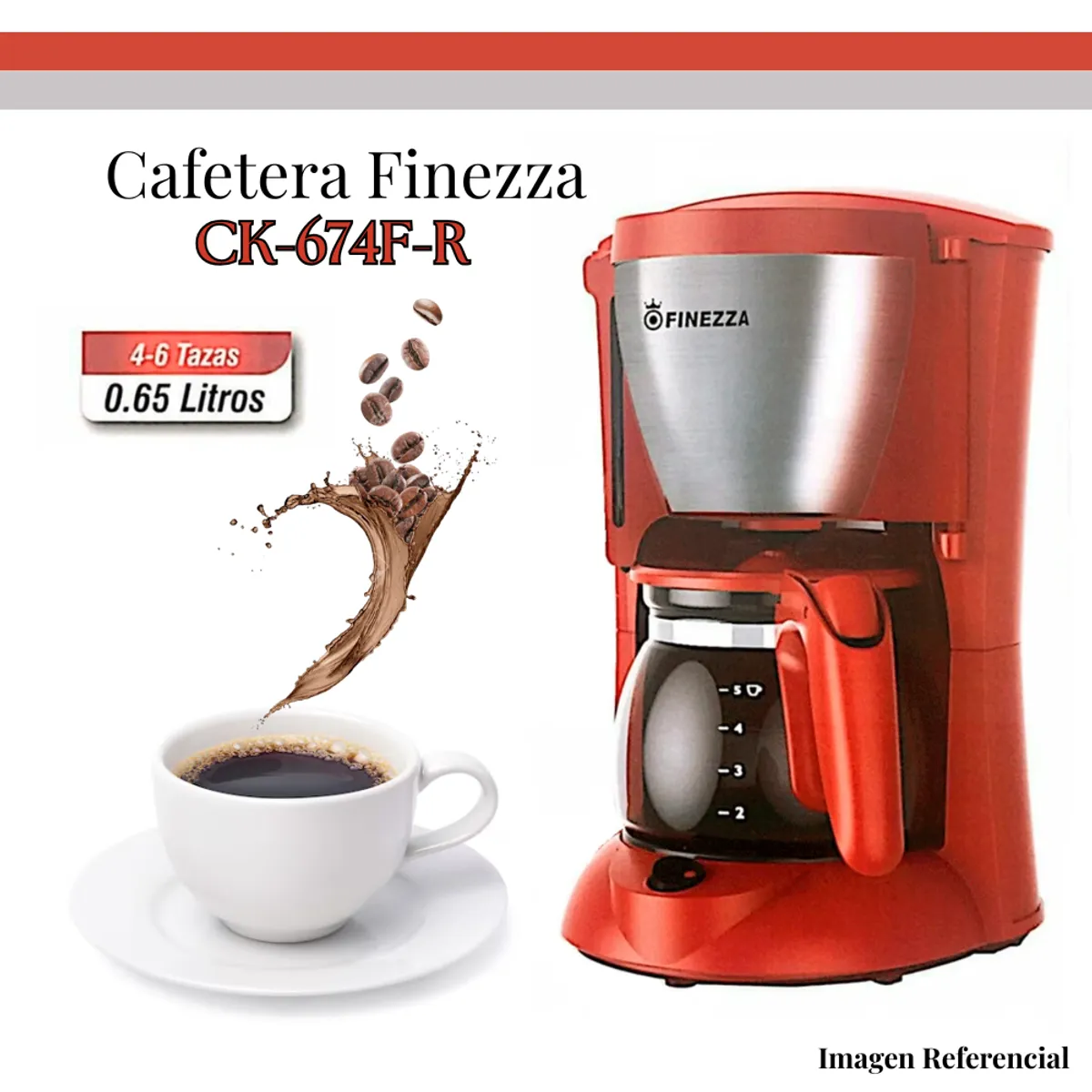 FINEZZA - Cafetera Finezza CK-674F-R Rojo