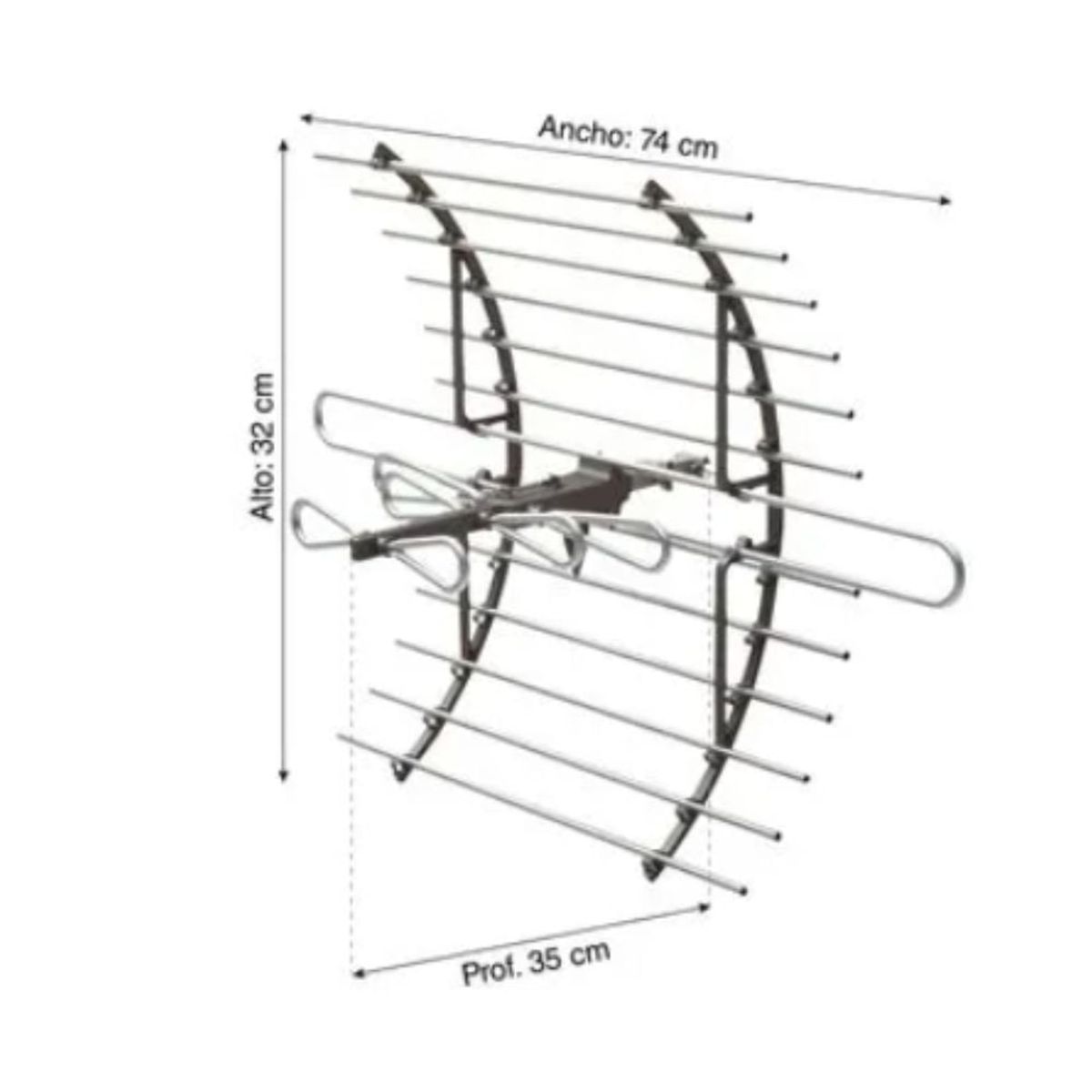 GENERICO - Antena Digital Exterior Tv Tdt Curva Grande American Star