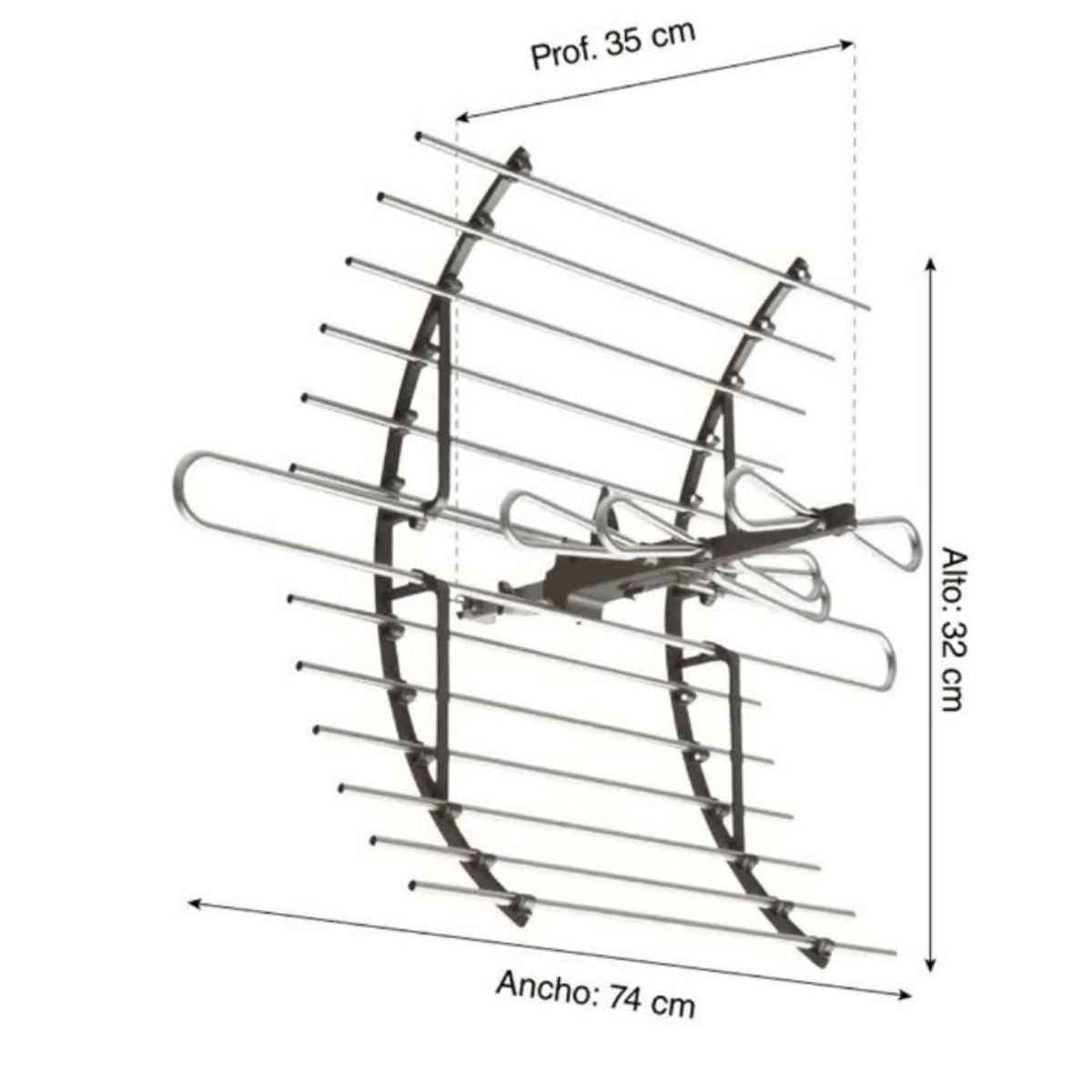 GENERICO - Antena Digital Exterior Tv Tdt Curva Grande American Star