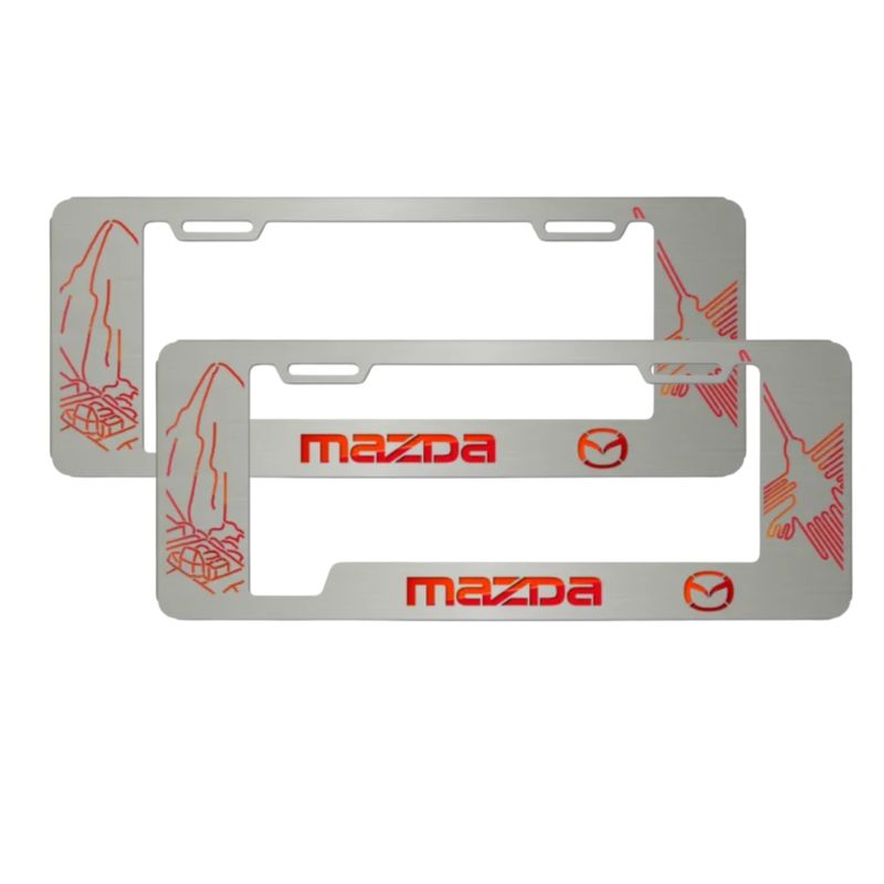 GENERICO - Portaplaca en acero inoxidable logo MAZDA auto o camioneta