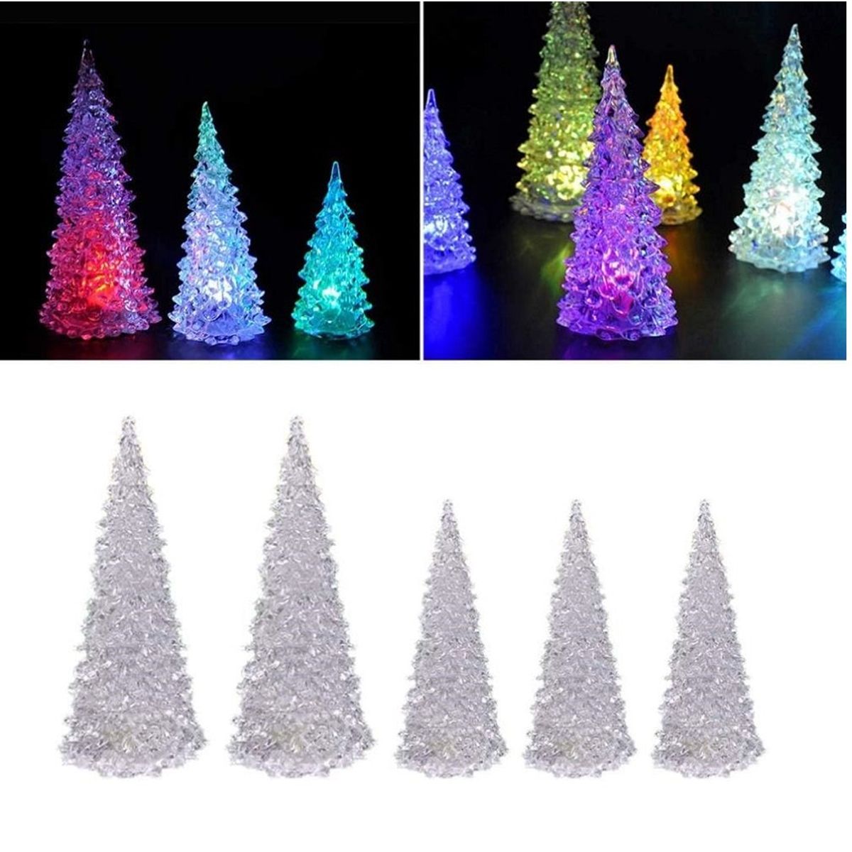 GENERICO - Mini árbol colorido de navidad acrilico luces LED