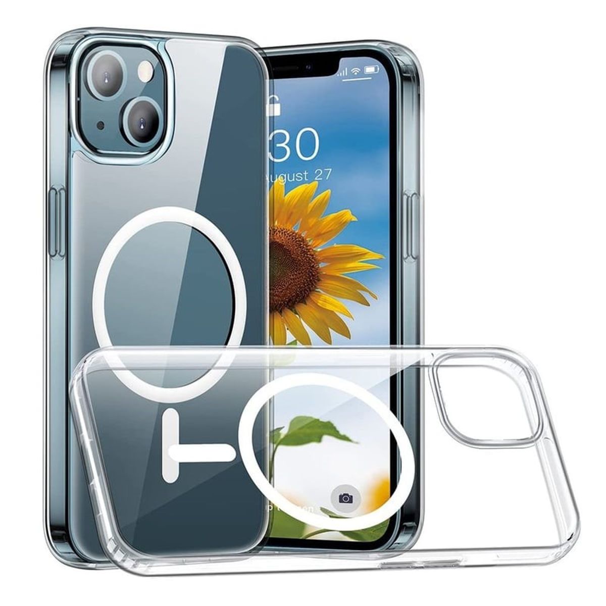 GENERICO - Funda Clear Case con MagSafe iPhone 15+ Mica de Vidrio - Transparente