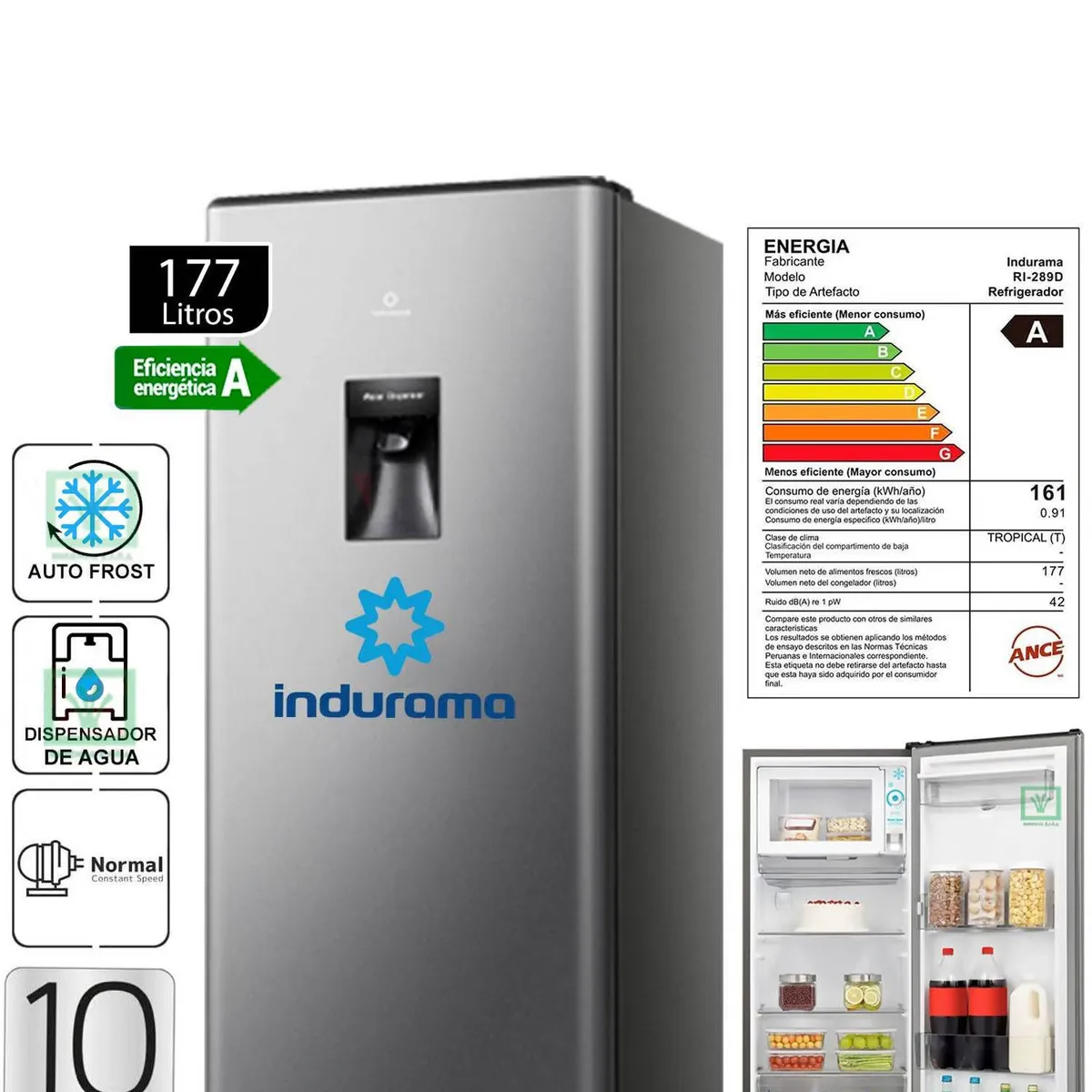 INDURAMA - REFRIGERADORA INDURAMA 177LT RI-289D DEFROST