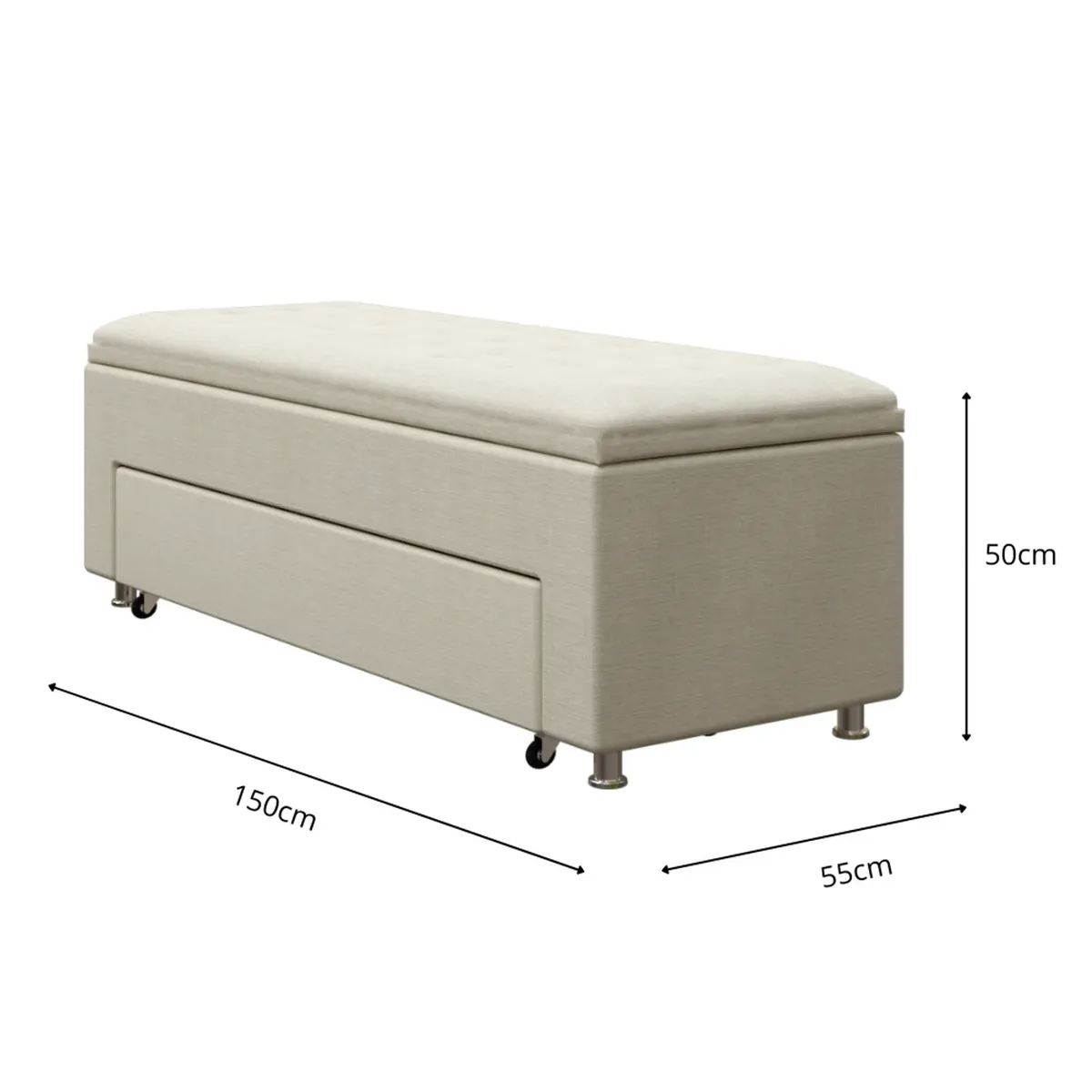 MUEBLES MACRUMO - Zapatera de madera tapizada baúl 140cm- color beige - Tela antifluidos