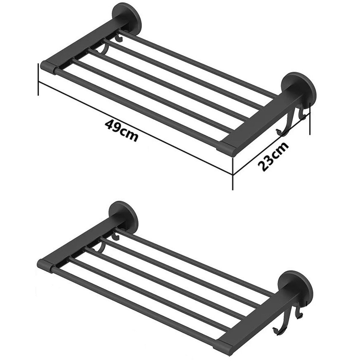 GENERICO - Pack x2 Toallero de acero inoxidable barra de toalla NEGRO