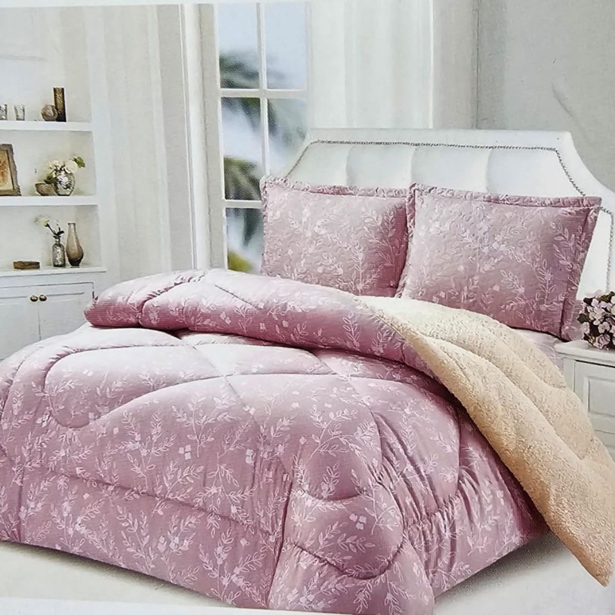 CUTE - EDREDÓN TELA CON SHERPA  EN 2 PLAZAS