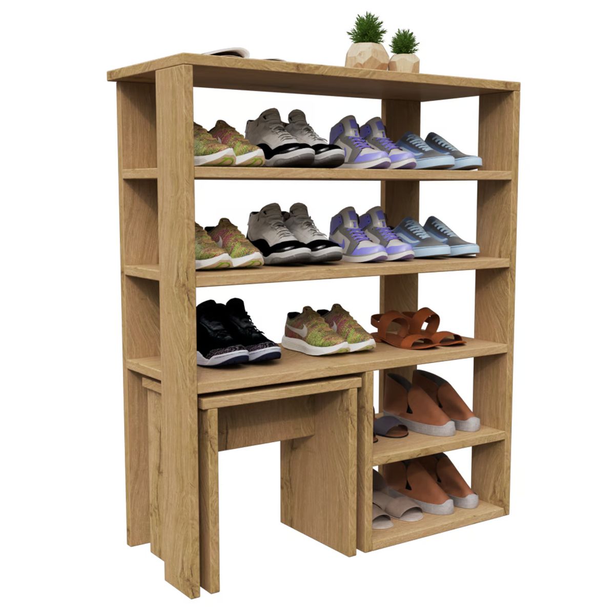 MUEBLES MACRUMO - Zapatera estante con banco incluido - color Tribeca