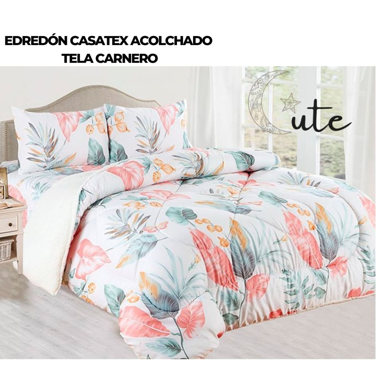 CASATEX - EDREDÓN TELA CON SHERPA 100%  ALGODÓN QUEEN SIZE