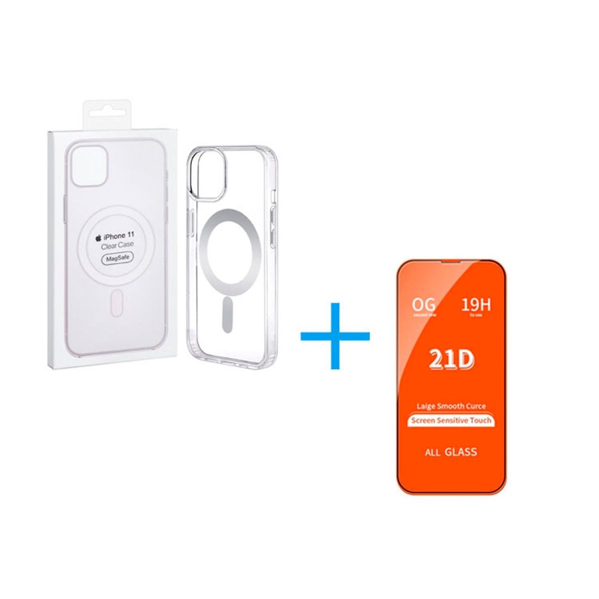 GENERICO - Funda Clear Case con MagSafe iPhone 11 + Mica de Vidrio - Transparente